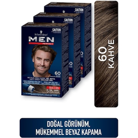 Schwarzkopf Men Perfect Saç Boyası 60 Kahve 3'lü