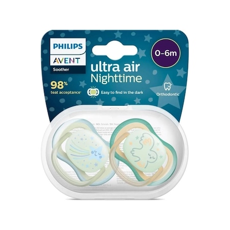 Philips Avent Ultra Air Gece 2'li Emzik 0-6 Ay Yıldız Kuş