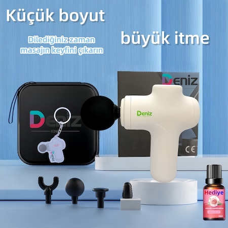 Deniz King Profesyonel Masaj Tabancası 6 Kademeli 4 Masaj Başlığı