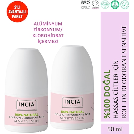 Incia Sensitive Ter Kokusu Önleyici Doğal Roll-On Deodorant 2 x 50 ML