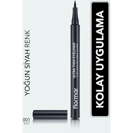 Flormar Ultra Thin İnce Keçe Uçlu Likit Göz Kalemi 001 Black