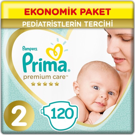 Prima Bebek Bezi Premium Care 2 Beden 2 x 60 Ekonomik Paket 120 Adet