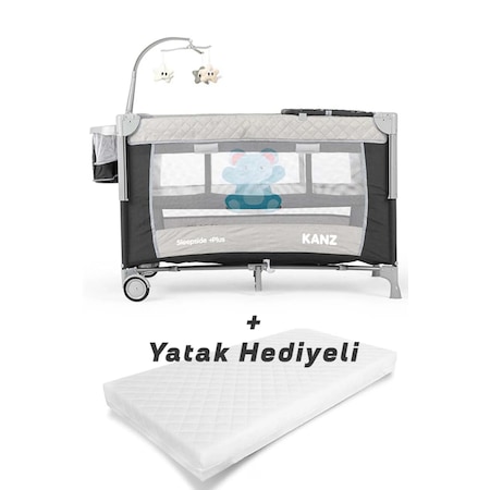 Kanz Sleepside +Plus Anne Yanı Park Yatak Ve Oyun Parkı Siyah + Yatak