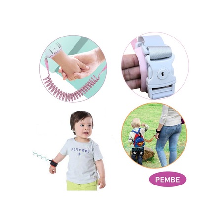 Evokids Extra Kilitli Güvenlik Bilekliği Çelik Uçlu Pembe