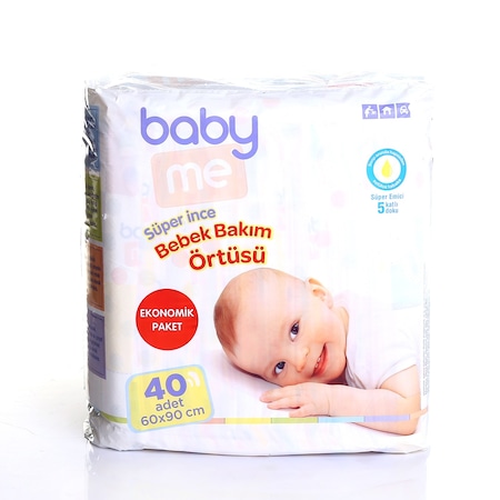 Baby Me Ekonomik Paket Süper İnce Bebek Bakım Örtüsü 60 x 90 CM 40 Adet