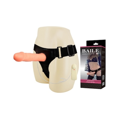 Truva Shop Baile 20 CM Belden Bağlamalı Strapon Titreşimli İçi Boş Protez Penis