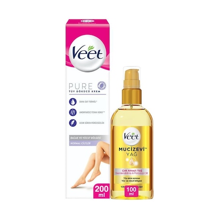 Veet Pure Cream 200 ML + Veet Mucizevi Yağ Çok Amaçlı Nemlendirici 100 ML