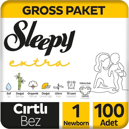 Sleepy Extra Günlük Aktivite Gross Pkt Bebek Bez 1 Beden 100 Adet