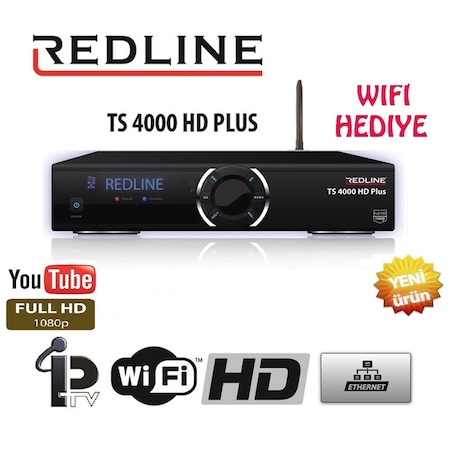 Redline TS 4000 Full HD Kasalı Ethernet Girişli Çanaklı/Çanaksız Uydu Alıcı + Wifi Hediyeli