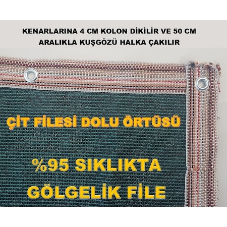 Gölgelik File 95 Lik Eni 2 Metre Gölgeleme Örtüsü Çit Filesi