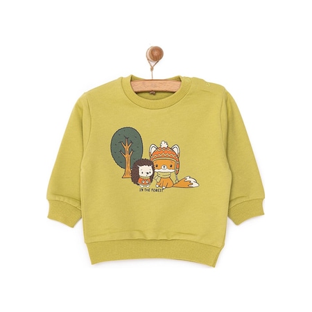 HelloBaby Basic Az Şardonlu Tilki Desenli Sweatshirt Erkek Bebek