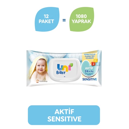 Uni Baby Aktif Sensitive Islak Mendil 12 X 90 Yaprak
