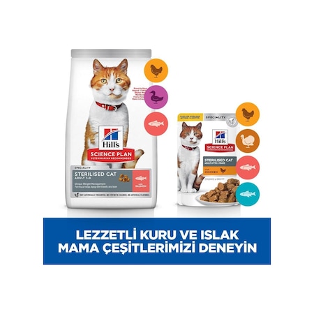 Hill's Science Plan Somonlu Kısırlaştırılmış Yetişkin Kedi Maması 8 KG + Ton Balıklı Mama 2 KG