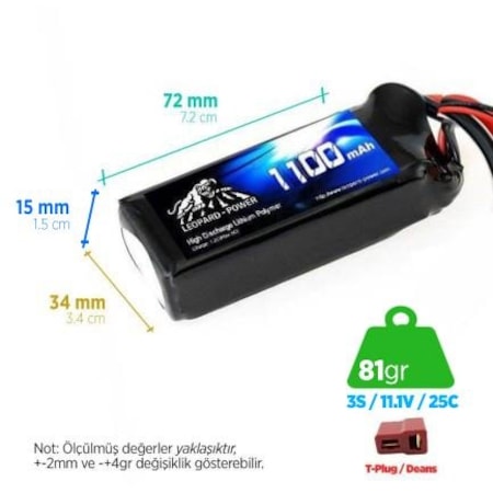 Leopard Power 1100 Mah 11.1v 3s 25c Lipo Batarya