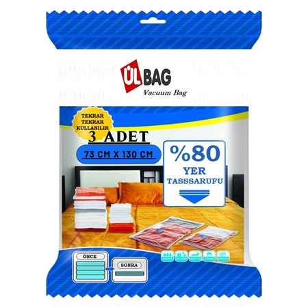 Ülbag Vacuum Bag 3'lü Xxxl Vakumlu Poşet Seti 73 Cm X 130 Cm