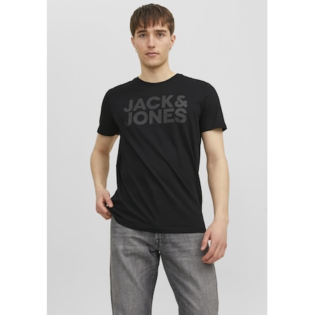 Jack & Jones Bisiklet Yaka Logo Baskili Tisört Corplogo 12151955 3 Siyah