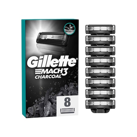 Gillette Mach3 Charcoal Avantajlı Yedek Tıraş Bıçağı 8'li