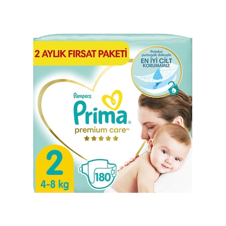 Prima Bebek Bezi Premium Care 2 Beden Aylık Fırsat Paket 180’li