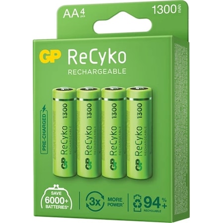 GP Recyko 1300 Nı-mh R6 Şarjlı AA Kalem Pil 4'lü