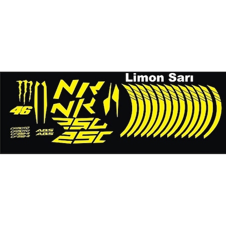 Motosiklet Jant Şeridi Sticker Set Cf Nk 250 Sarı Sağ-sol/ön-arka