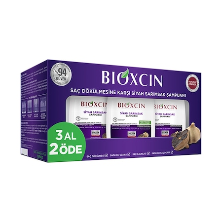 Bioxcin Saç Dökülmesine Karşı Siyah Sarımsak Şampuanı 3 x 300 ML