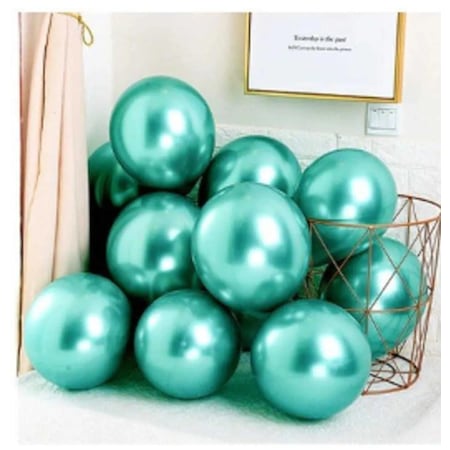 n11 Krom Parlak Balon Yeşil Renk 10 Adet Aynalı Balon 30 Cm