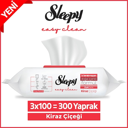 Sleepy Easy Clean Kiraz Çiçeği Yüzey Temizlik Havlusu 3x100