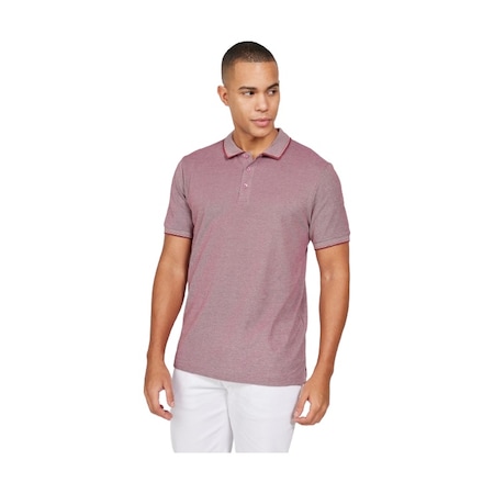 AC&Co / Altınyıldız Classics 4A4820200047BRDM Düğmeli Polo Yaka Cepsiz Slim Fit Erkek Tişört Bordo