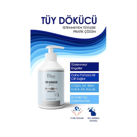Blue Skin Care Tüy Dökücü Ve Tüy Azaltıcı Tüy Alma Krem Tüm Cilt Tipleri Için Lazer Epilasyon Etkili