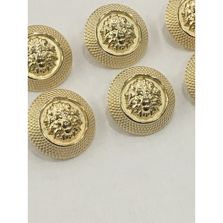 Trençkot Ceket Düğmesi Aslan Model 6 Lı Set Gold D203