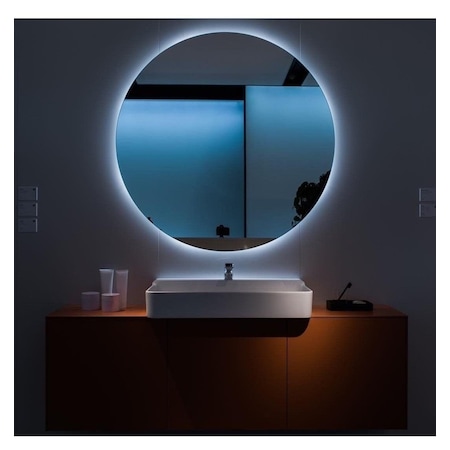 Nuun Dekor 90cm Led Işıklı 16 Renkli Kumandalı Yuvarlak Ayna - Trafolu