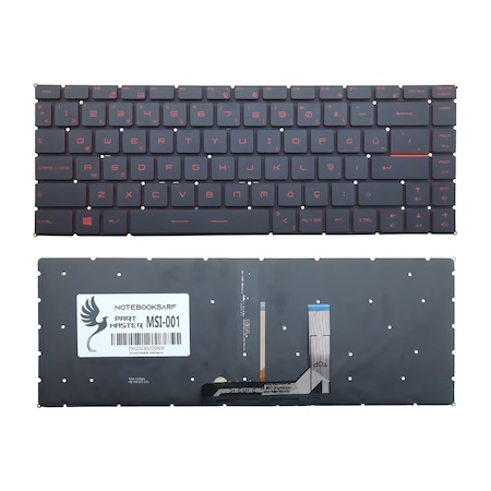 MSI Uyumlu P65 Creator 8rf Notebook Klavye Işıklı -kırmızı-