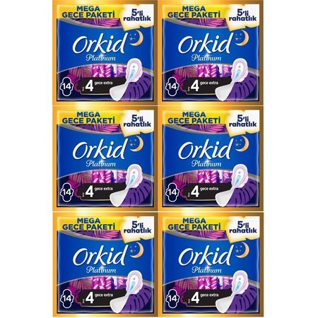 Orkid Platinum Hijyenik Ped Gece Extra 84 Adet 6pk 14 Süper Eko