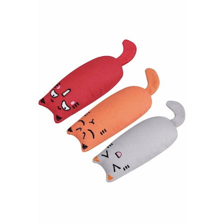 Petish 16 x 5 CM Çıngıraklı Kedi Otlu Kedi Oyuncağı 3'lü Çok Renkli