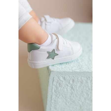 First Step S-1000 Mint Yeşili Yıldızlı Cırt Cırtlı Unisex Bebek Günlük Sneaker Spor Ayakkabı