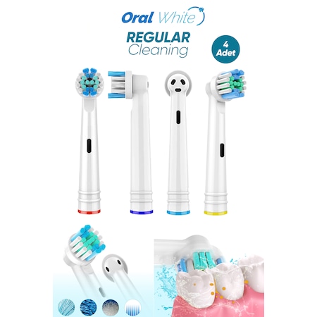 Oral White Regular Cleaning Oral-b Uyumlu 4 Adet Yedek Başlık