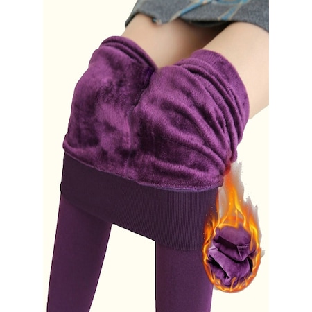 Mistirik İçi Pelüşlü Tüylü Sıcak Tutan Külotlu Çorap İnceltici Fit Çorap Mor Renk