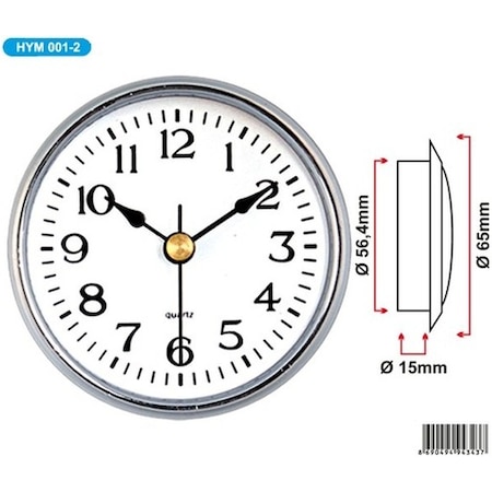 6,5 Cm Gümüş Geçme Saat Pilastik Kasa Ilk Elden Ithalatcı