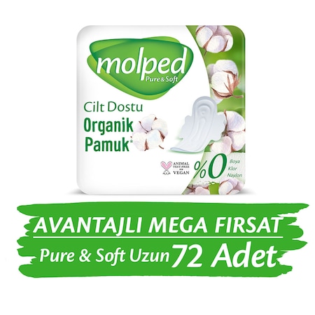 Molped Pure&Soft Uzun Hijyenik Ped Avantajlı Mega Fırsat Paketi 72 Adet