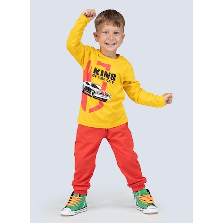 LupiaKids Road Star Erkek Çocuk Pantolon Tshirt Alt Üst Takım LP-22WIN-054