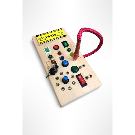 Algwooddesign Ahşap Led Işıklı Aktivite Tahtası Montessori Busy Board Oyuncak