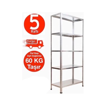 Açıkmağazam Galvanizraf 5 Katlı Galvaniz Çelik Raf Arşiv Depo Rafı