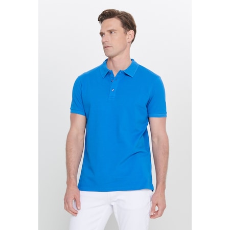 Altinyildiz Classics Erkek Royal Mavi Slim Fit Dar Kesim Polo Yaka %100 Pamuk Tişört 4A4820200001ROML