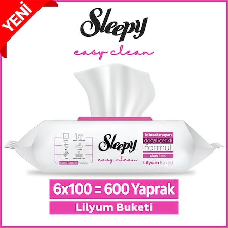 Sleepy Easy Clean Lilyum Buketi Yüzey Temizlik Havlusu 6x100