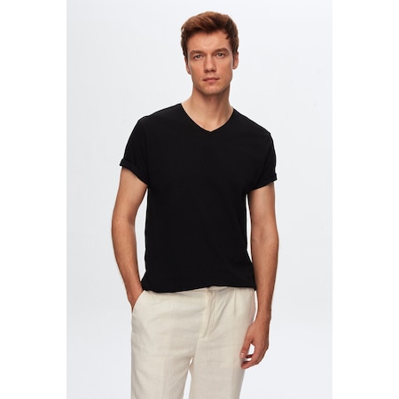 D's Damat Slim Fit Siyah T-Shirt 4HC141996755M