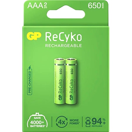 AYT Ticaret HT-101 GP RECYKO 650 MAH R03 AAA ŞARJLI 2Lİ İNCE KALEM PİL GP65AAAHCE-2EB2 (GPRHCH63E000)