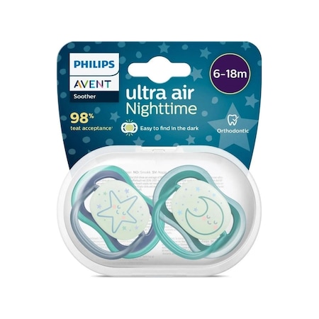 Philips Avent Ultra Air Gece 2'li Emzik 6-18 Ay Yıldız Ay Yeşil