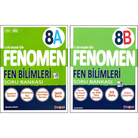 Fenomen 8. Sınıf Lgs Fen Bilimleri Soru Bankası A + B Kitabı 2 Kitap