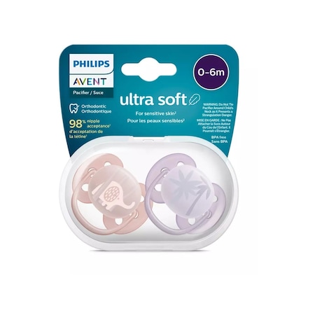 Philips Avent Ultra Soft Yumuşak 2li Emzik 0-6 Ay - Kız Scf091/09