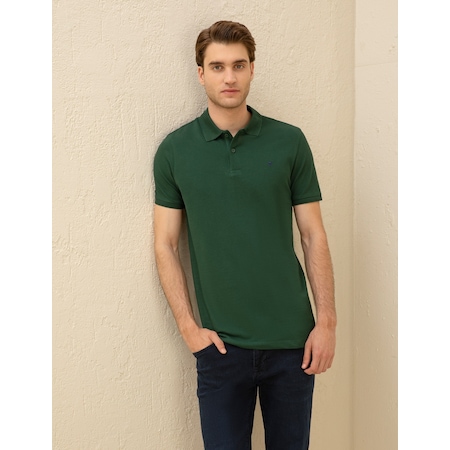 Pierre Cardin Basic Erkek Tişört 50291625-VR079 Koyu Yeşil